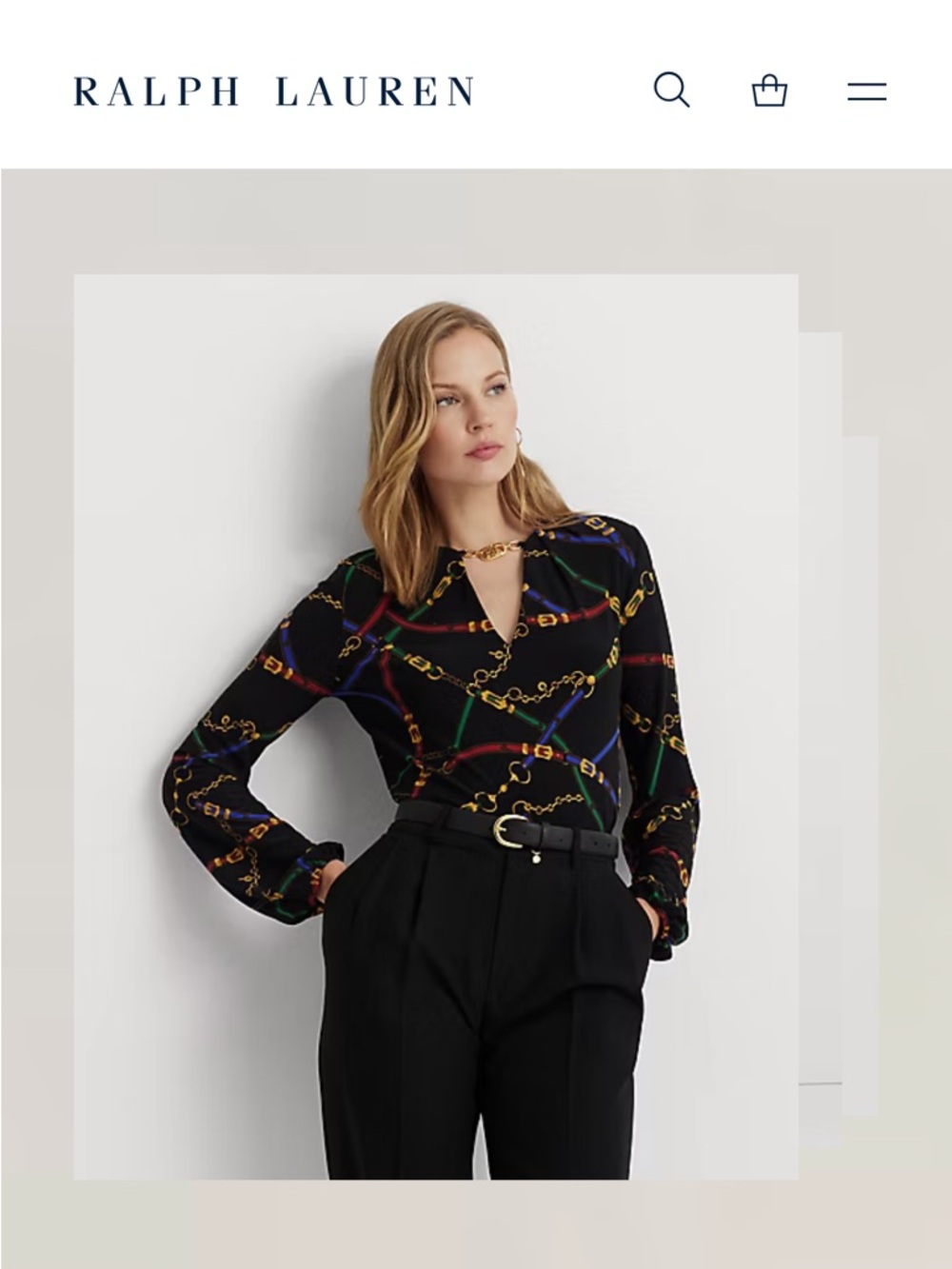 Ralph Lauren Print Logo-Trim Stretch Jersey Top